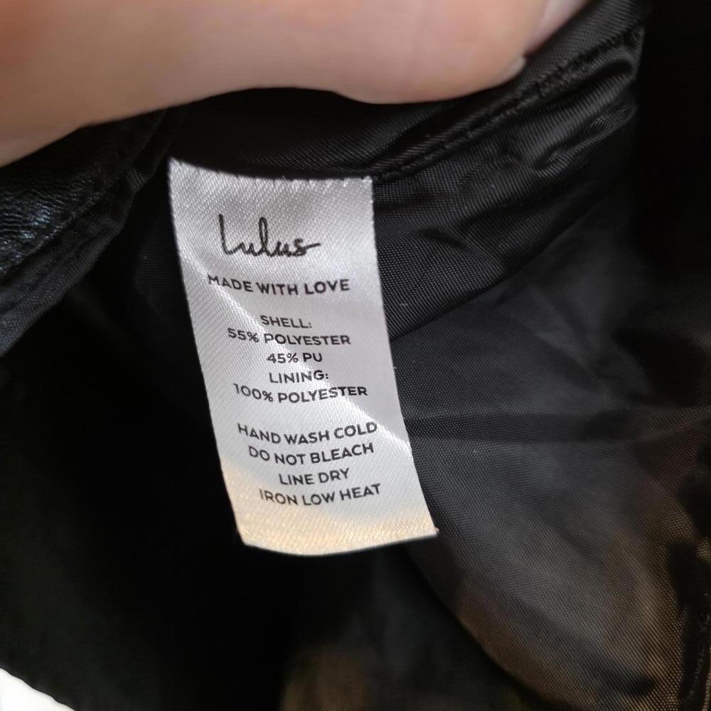 Lulu's Black Faux Leather Mini Skirt with Back Zipper and Pockets-Medium - Picture 5 of 8